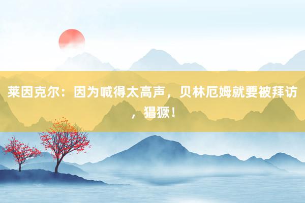 莱因克尔：因为喊得太高声，贝林厄姆就要被拜访，猖獗！