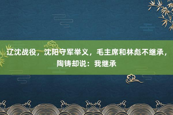 辽沈战役，沈阳守军举义，毛主席和林彪不继承，陶铸却说：我继承