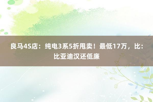 良马4S店：纯电3系5折甩卖！最低17万，比：比亚迪汉还低廉