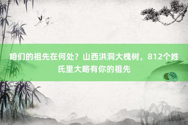 咱们的祖先在何处？山西洪洞大槐树，812个姓氏里大略有你的祖先