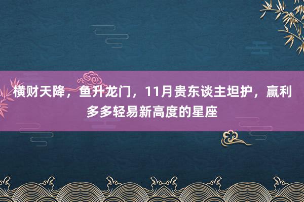 横财天降，鱼升龙门，11月贵东谈主坦护，赢利多多轻易新高度的星座